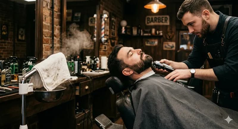 Cliente a fazer arranjo de barba