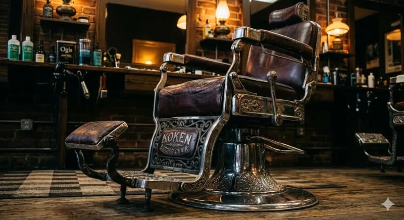 Detalhe da cadeira de barbeiro vintage